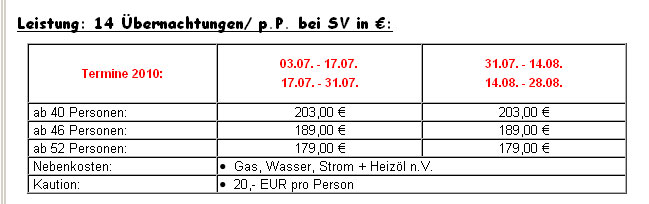 Bild von aktueller Preisliste, altes Verzeichnis