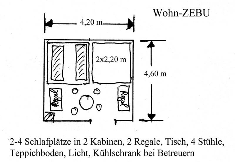 Grundrisse von der Gruppenunterkunft 00330103 ZEBU<sup>®</sup>-Dorf  Mittelmeer - X - in D&auml;nemark F-11560 Flleury f&uuml;r Jugendfreizeiten