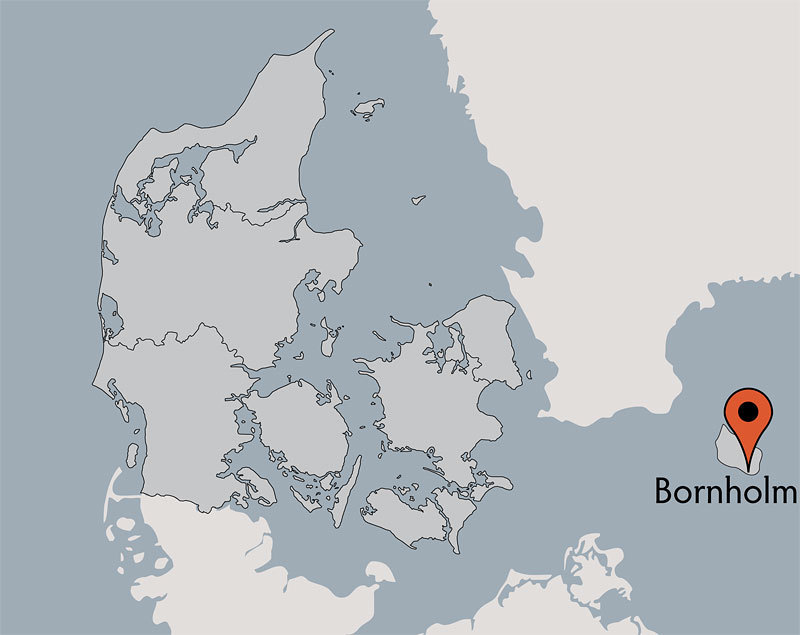 Karte von der Gruppenunterkunft 03453458 Gruppenhaus LM-LEJREN in Dänemark 3720 Aakirkeby für Kinderfreizeiten