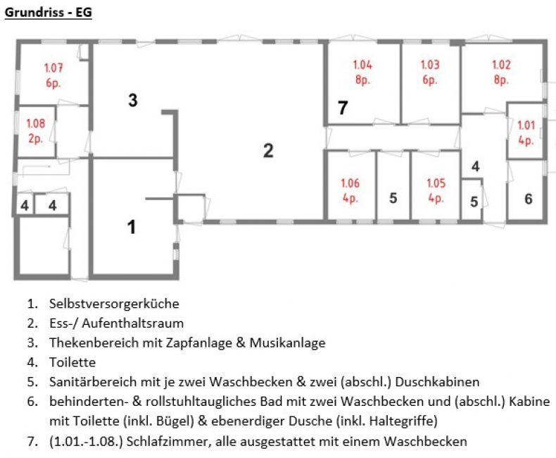 Grundrisse von der Gruppenunterkunft 03315712 Gruppenhaus DE VAARSEL in D&auml;nemark 5712 LM Someren f&uuml;r Jugendfreizeiten