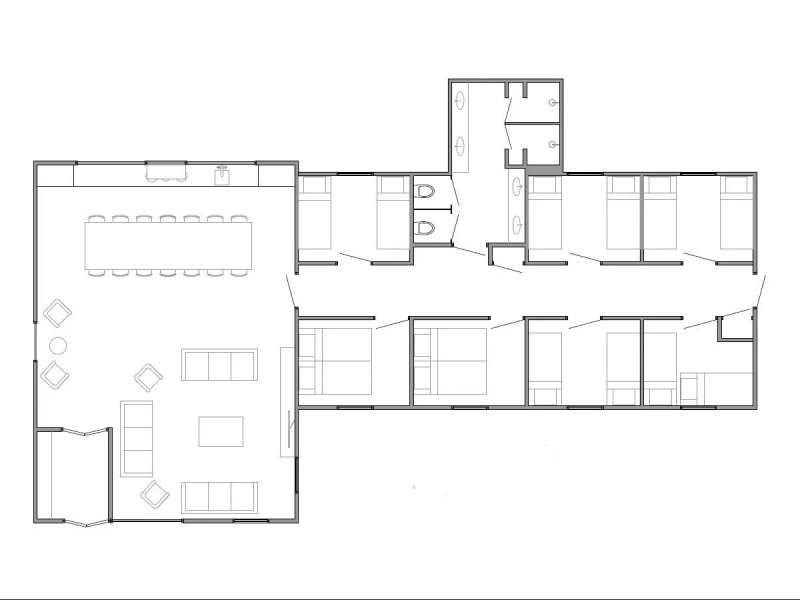 Grundrisse von der Gruppenunterkunft 03314353 Gruppenhaus AALSCHOLVER in Dänemark 4353  Serooskerke (Walcheren) für Jugendfreizeiten